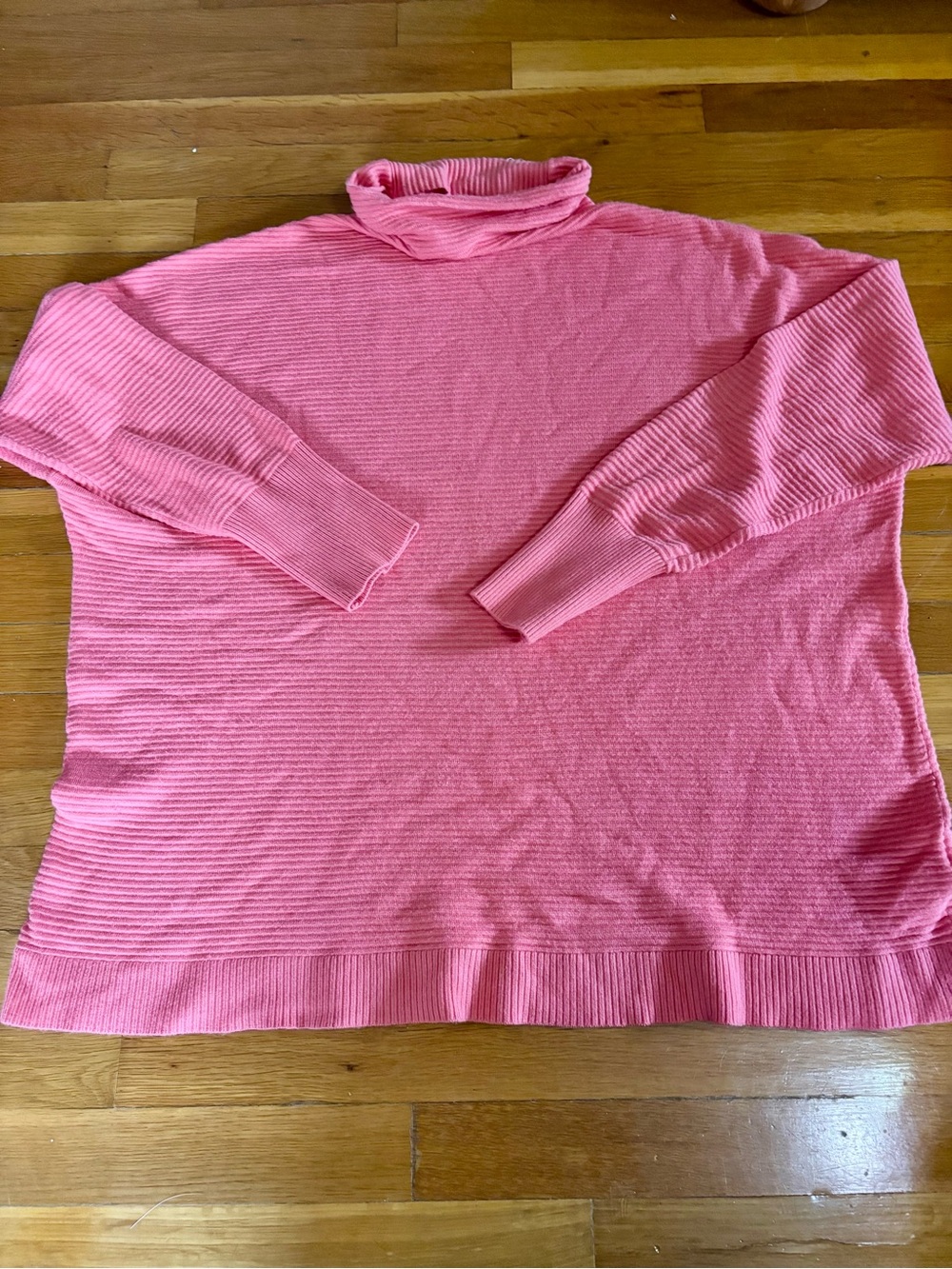 Chelsea & Theodore Coral Pink Ribbed Turtleneck Sweater